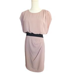 NWT WANKO Taupe/Black Sleeveless Shoulder and Side-Pleat Dress